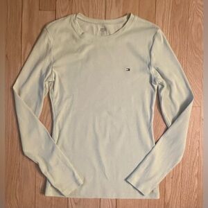Tommy Hilfiger Women’s Crew Neck Long-Sleeved Light Mint Green T-Shirt, Size M